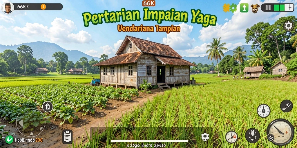 Screenshot gameplay 66K menampilkan aktivitas bertani yang menyenangkan.