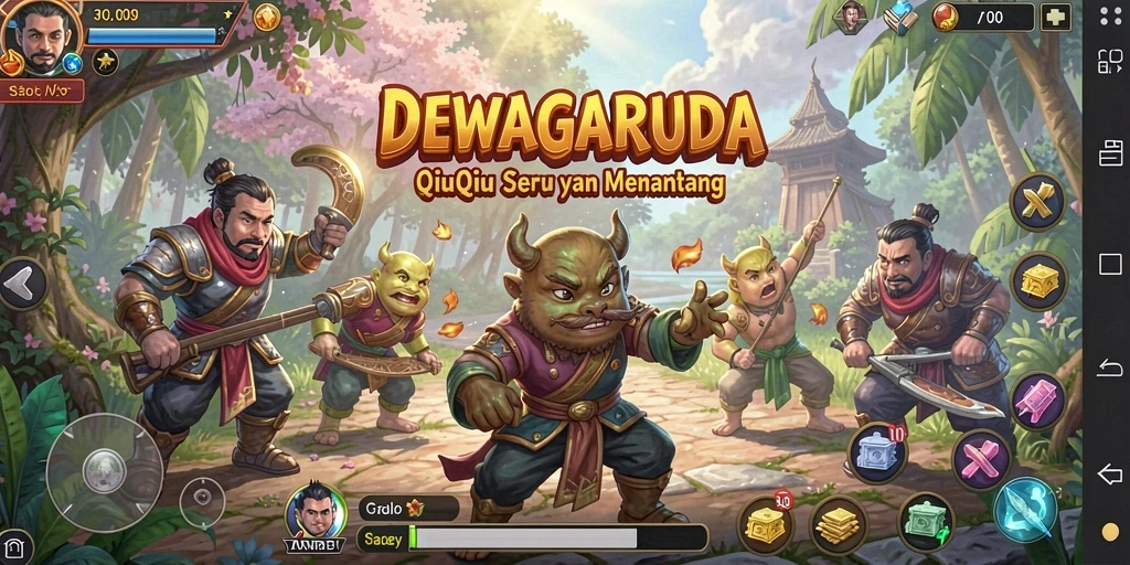 Tampilan gameplay seru di DEWAGARUDA dengan kartu QiuQiu.