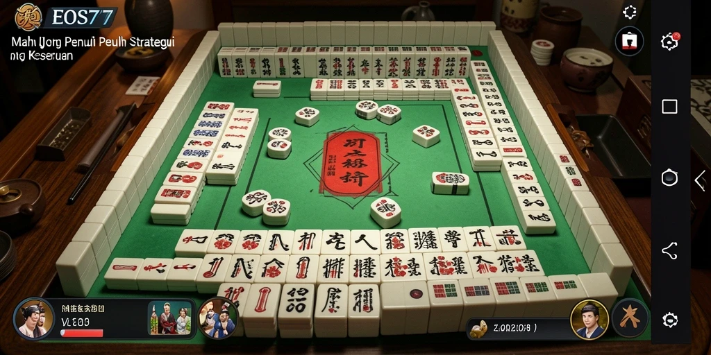 Screenshot gameplay EOS77 menampilkan suasana seru permainan Mahjong.
