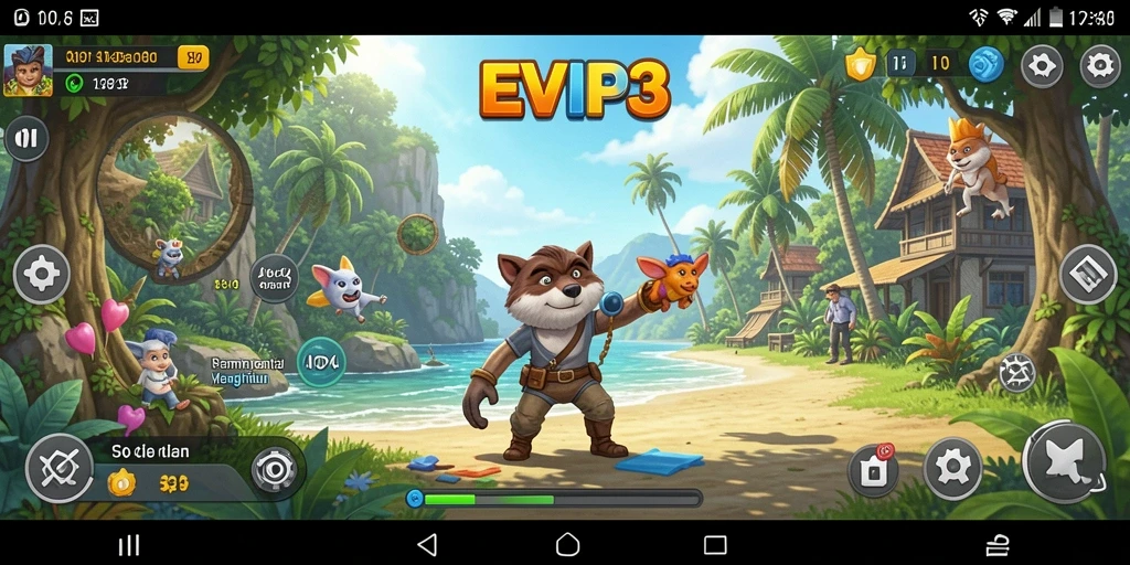 Tampilan gameplay seru dari EVIP3 yang penuh warna.