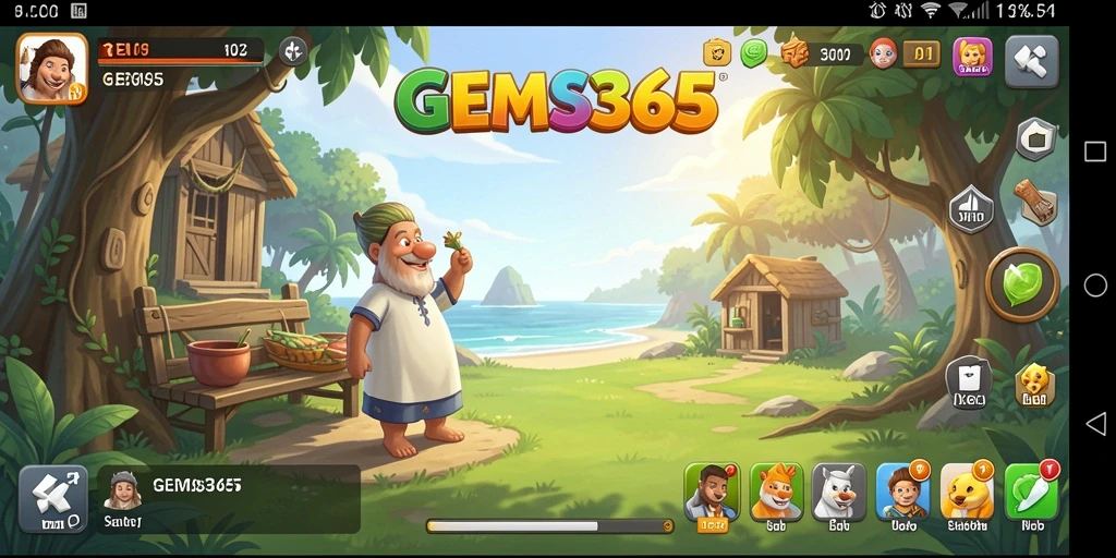 Tangkapan layar GEMS365 menunjukkan karakter lucu dan gameplay seru.