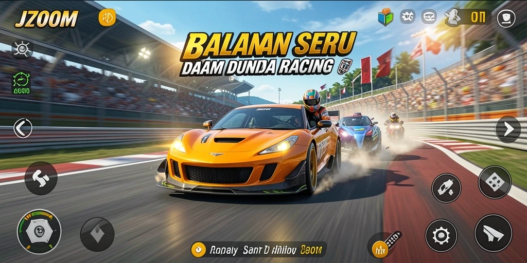 Tampilan gameplay Racing yang intens dan mendebarkan di J200M.