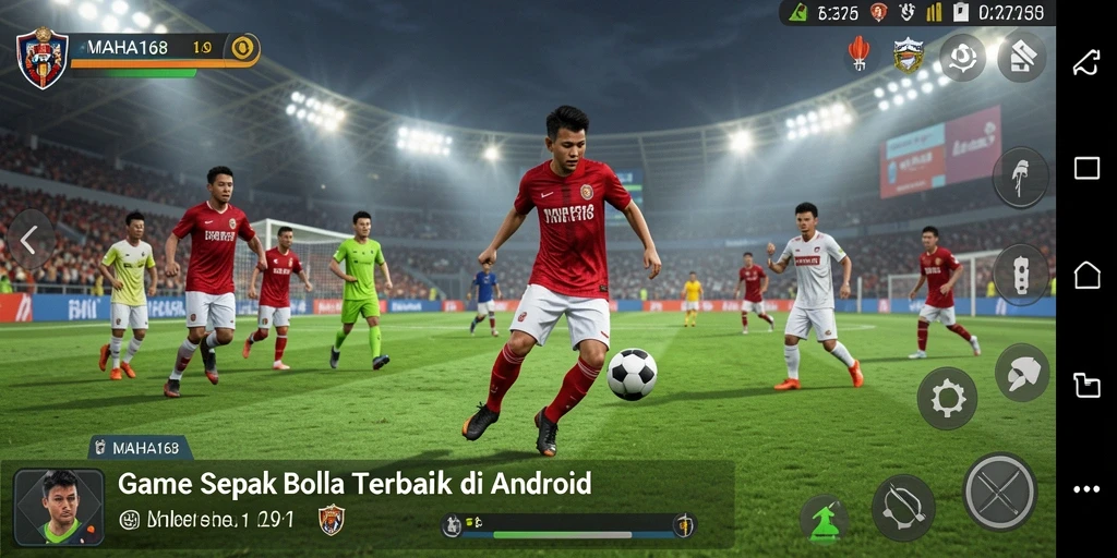 Tampilan gameplay MAHA168 yang mendebarkan di lapangan sepak bola.