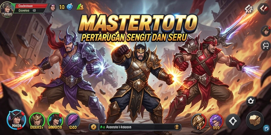 Tampilan gameplay MASTERTOTO dengan duel karakter yang intens.