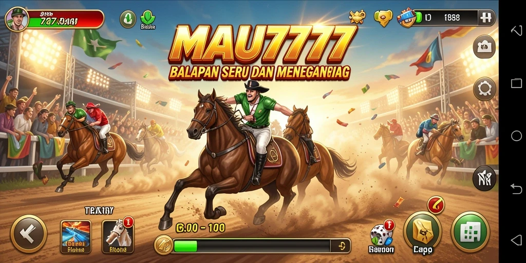 Screenshot gameplay MAU777 yang menampilkan mobil balap dan lintasan menantang.