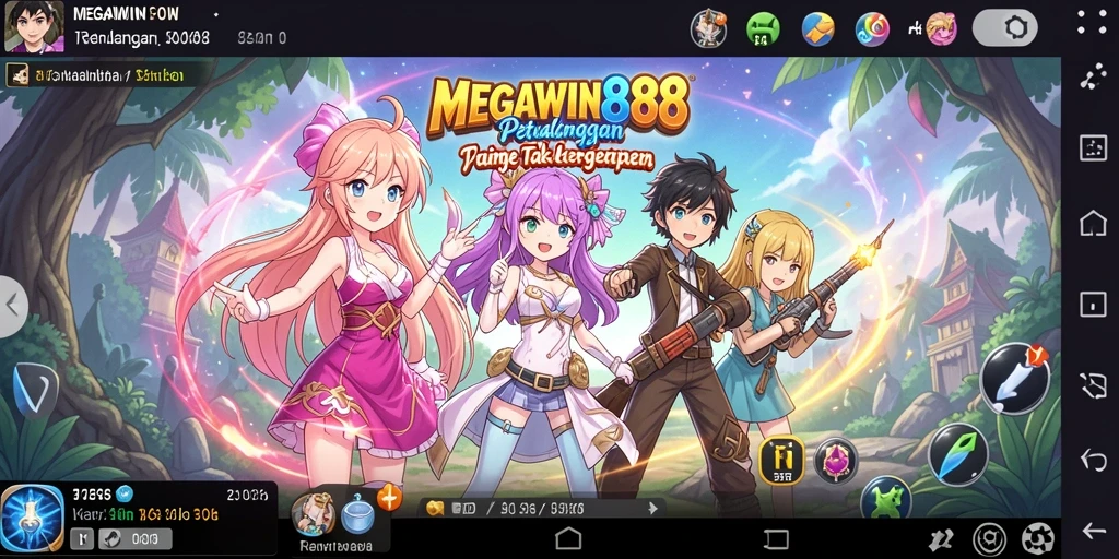 Tangkapan layar gameplay MEGAWIN888 yang menampilkan aksi seru karakter anime.