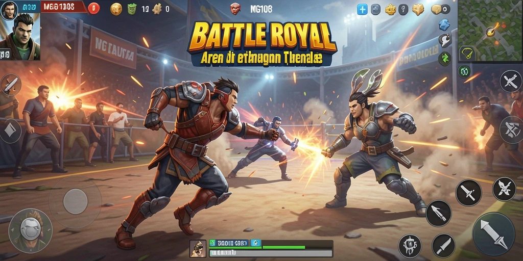 Gameplay MG108 yang menegangkan di Arena Battle Royale.