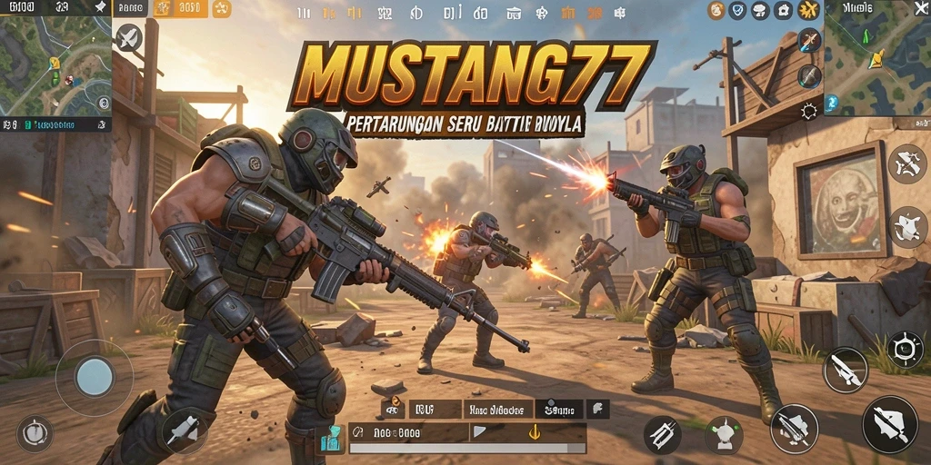 Gameplay intens dan strategi dalam MUSTANG77 Battle Royale.