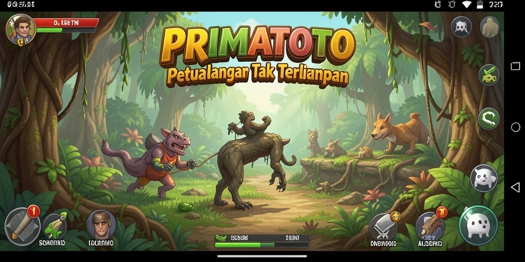 Tampilan gameplay seru PRIMATOTO dengan aksi petualangan yang mendebarkan.