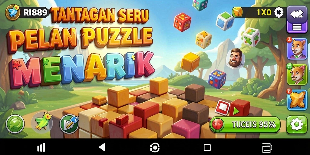 Tampilan gameplay RI889 menampilkan teka-teki yang menarik dan warna-warna cerah.