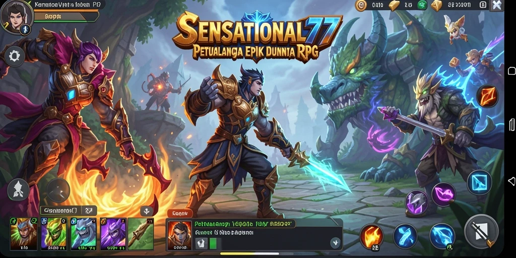 Tampilan gameplay SENSATIONAL77 dengan aksi seru dalam pertarungan RPG.