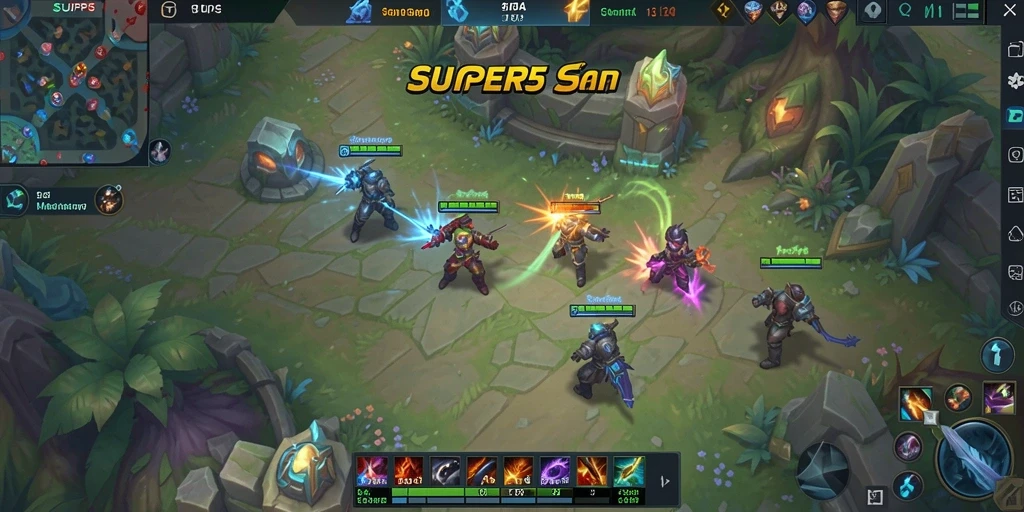Gameplay seru dari SUPER5 dengan aksi MOBA yang menegangkan.