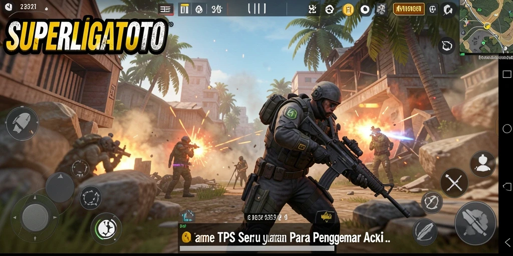 Gameplay seru dari SUPERLIGATOTO dengan aksi tembak-menembak.
