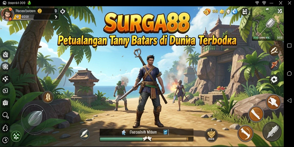 Screenshot gameplay SURGA88 dengan aksi eksplorasi di dunia terbuka.