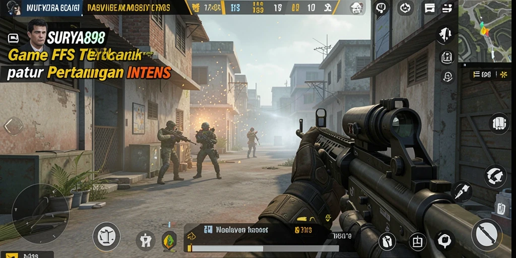 Gameplay mendebarkan dari SURYA898 yang menunjukkan pertempuran FPS.
