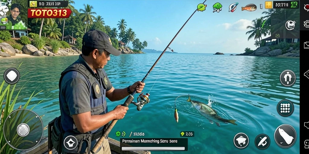Screenshot gameplay TOTO313 menampilkan aksi memancing yang seru dan mendebarkan.