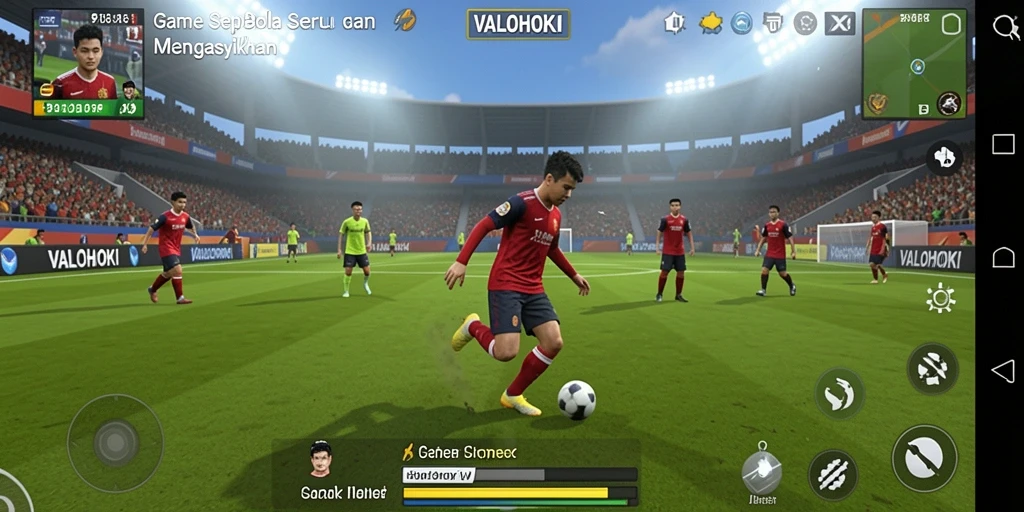 Screenshot gameplay VALOHOKI yang menampilkan aksi sepak bola yang menegangkan.