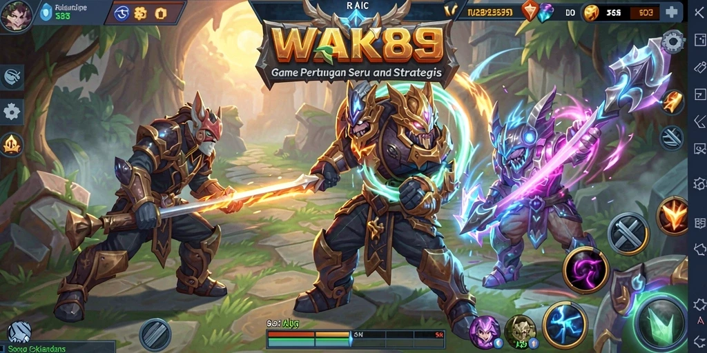 Tampilan gameplay WAK89 yang penuh aksi dalam pertarungan MOBA.